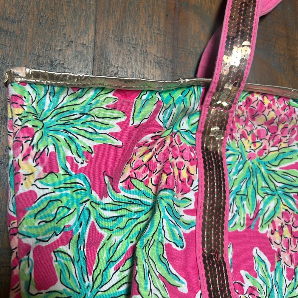 Lilly Pulitzer Spike the Punch Orchard Pink Sequins Tote Bag - Picture 7 of 10